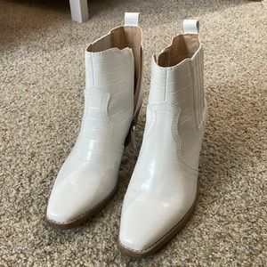 White Western Style Ankle Booties